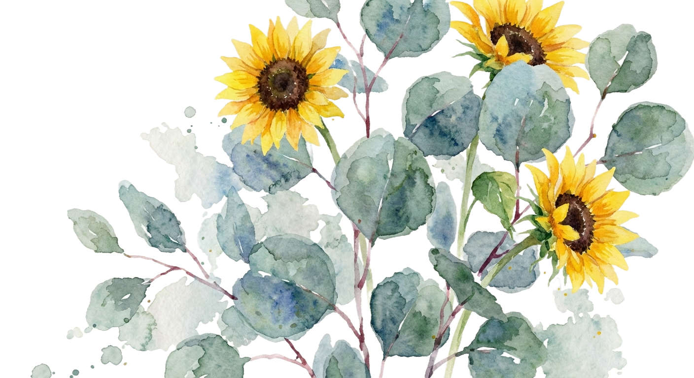 Sunflowers and Eucalyptus